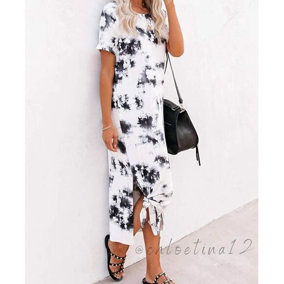 🎉HP🎉NEW Tie Dye Print Split Dress - Picture 2 of 8